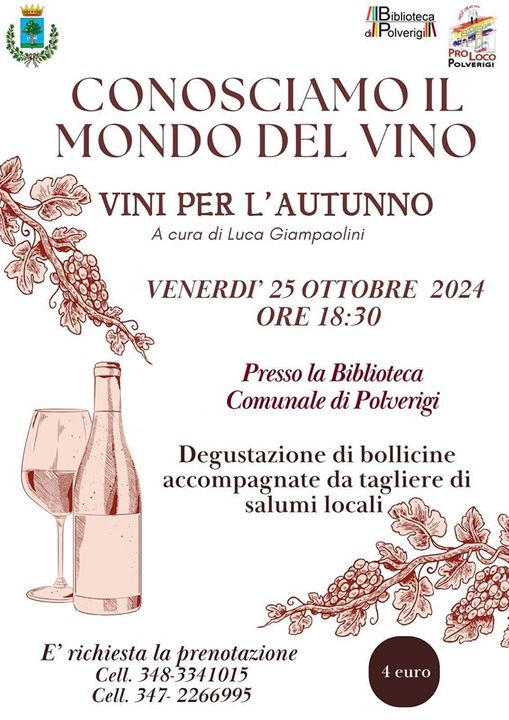 Conosciamo il mondo del vino - primo incontro 25 Ottobre 2024